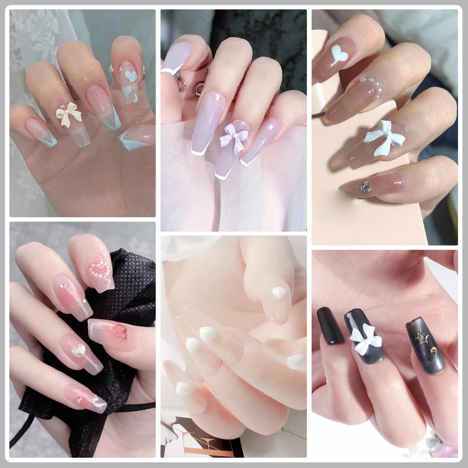 image:imageArtdone Nail Art Studs Glitter Kit 2 Boxes Multicolor 3D Charms Flower Butterfly Snake Rabbit Diamond Cute Nail Jewels for DIY Decoration with Pickup ToolsWhite  Pink  Lilac  Off White Rose Tan  Black  Blue  and Red
