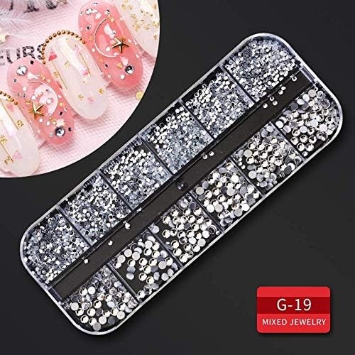 image:imageArtdone Nail Art Studs Glitter Kit 2 Boxes Multicolor 3D Charms Flower Butterfly Snake Rabbit Diamond Cute Nail Jewels for DIY Decoration with Pickup Tools9boxes