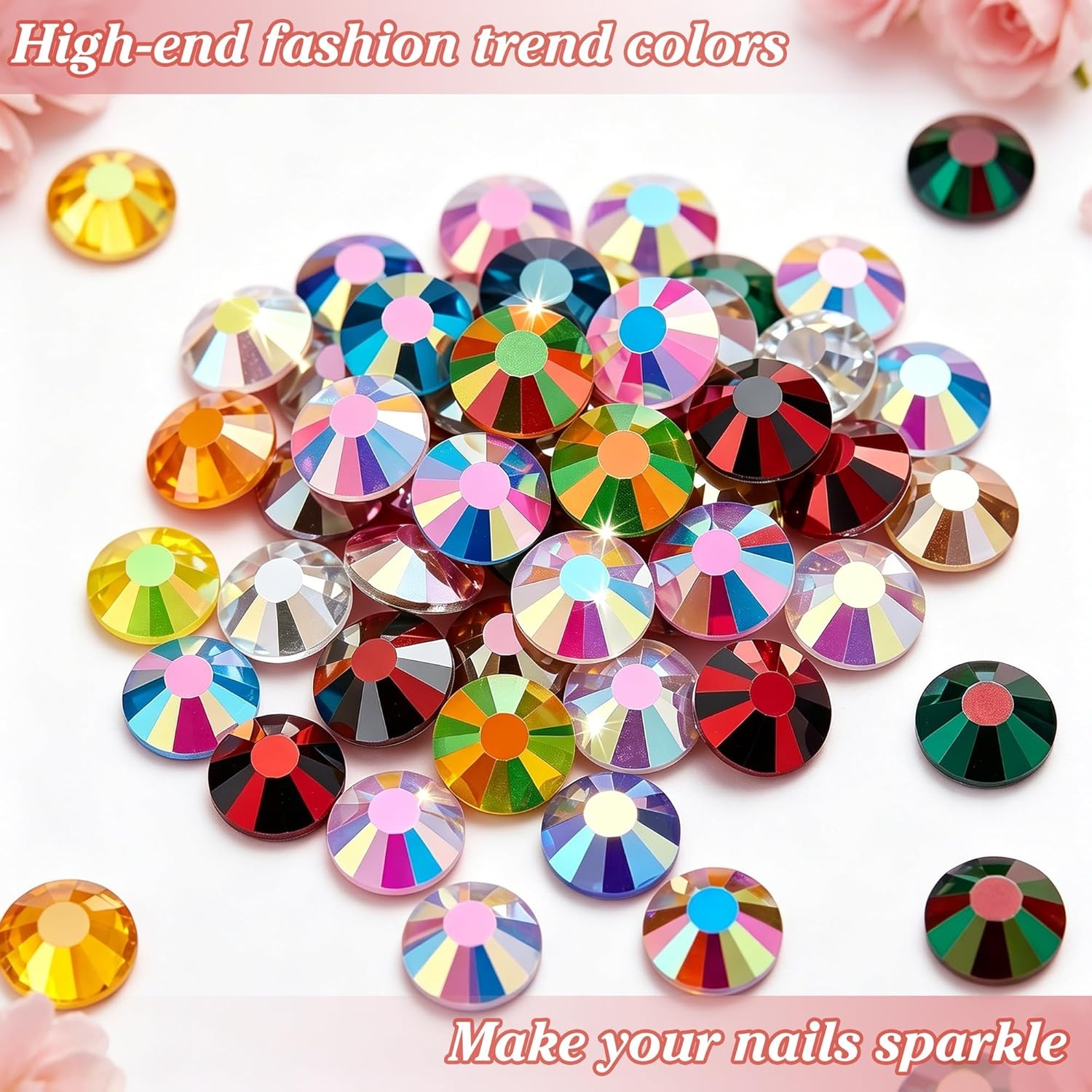 image:imageArtdone Nail Art Studs Glitter Kit 2 Boxes Multicolor 3D Charms Flower Butterfly Snake Rabbit Diamond Cute Nail Jewels for DIY Decoration with Pickup Tools3mm 28Colors  36000Pcs  Jelly AB