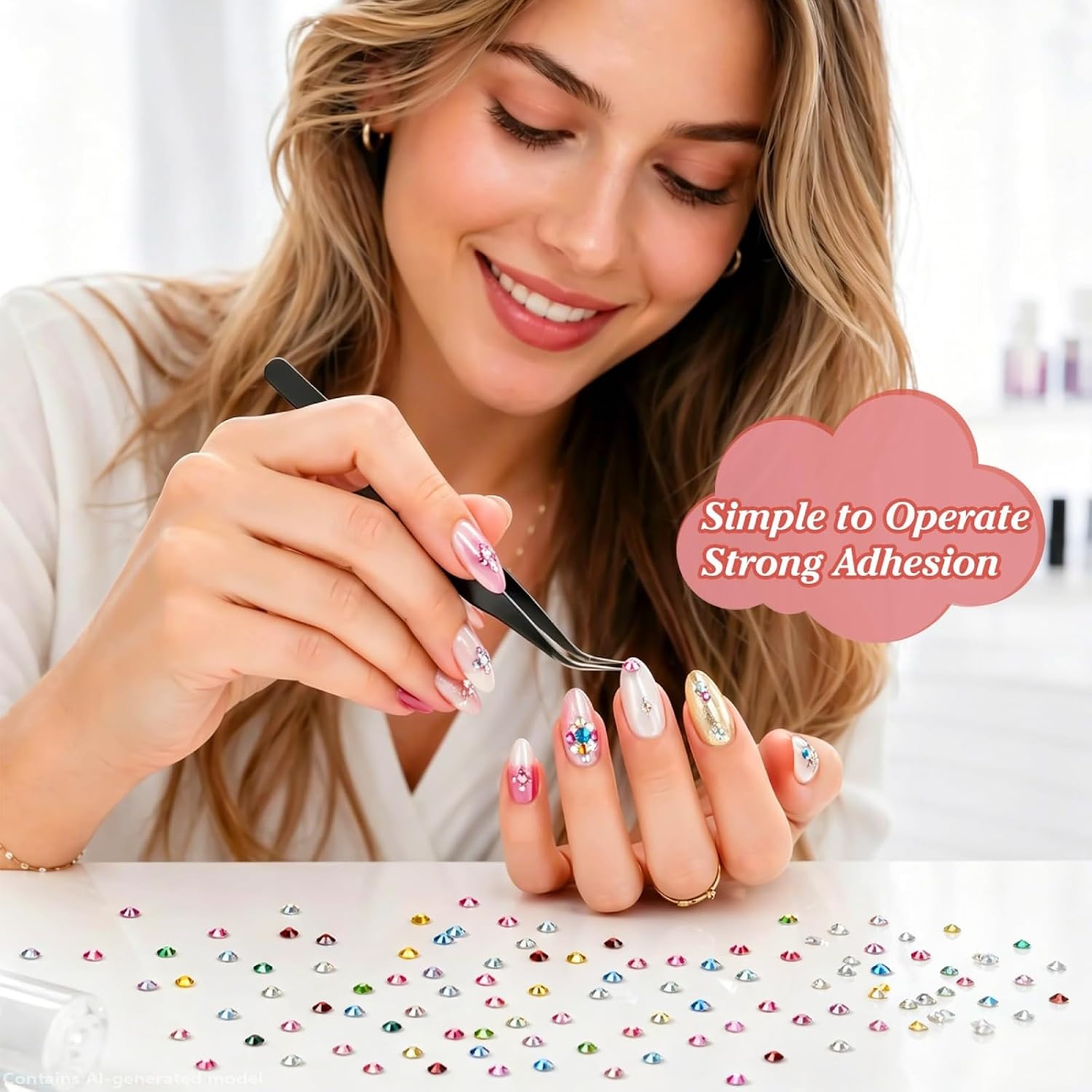 image:imageArtdone Nail Art Studs Glitter Kit 2 Boxes Multicolor 3D Charms Flower Butterfly Snake Rabbit Diamond Cute Nail Jewels for DIY Decoration with Pickup Tools3mm 28Colors  36000Pcs  Jelly AB