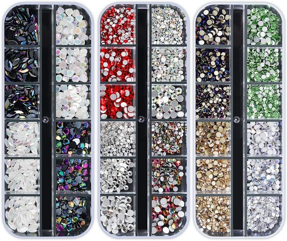 image:imageArtdone Nail Art Studs Glitter Kit 2 Boxes Multicolor 3D Charms Flower Butterfly Snake Rabbit Diamond Cute Nail Jewels for DIY Decoration with Pickup Tools12boxes