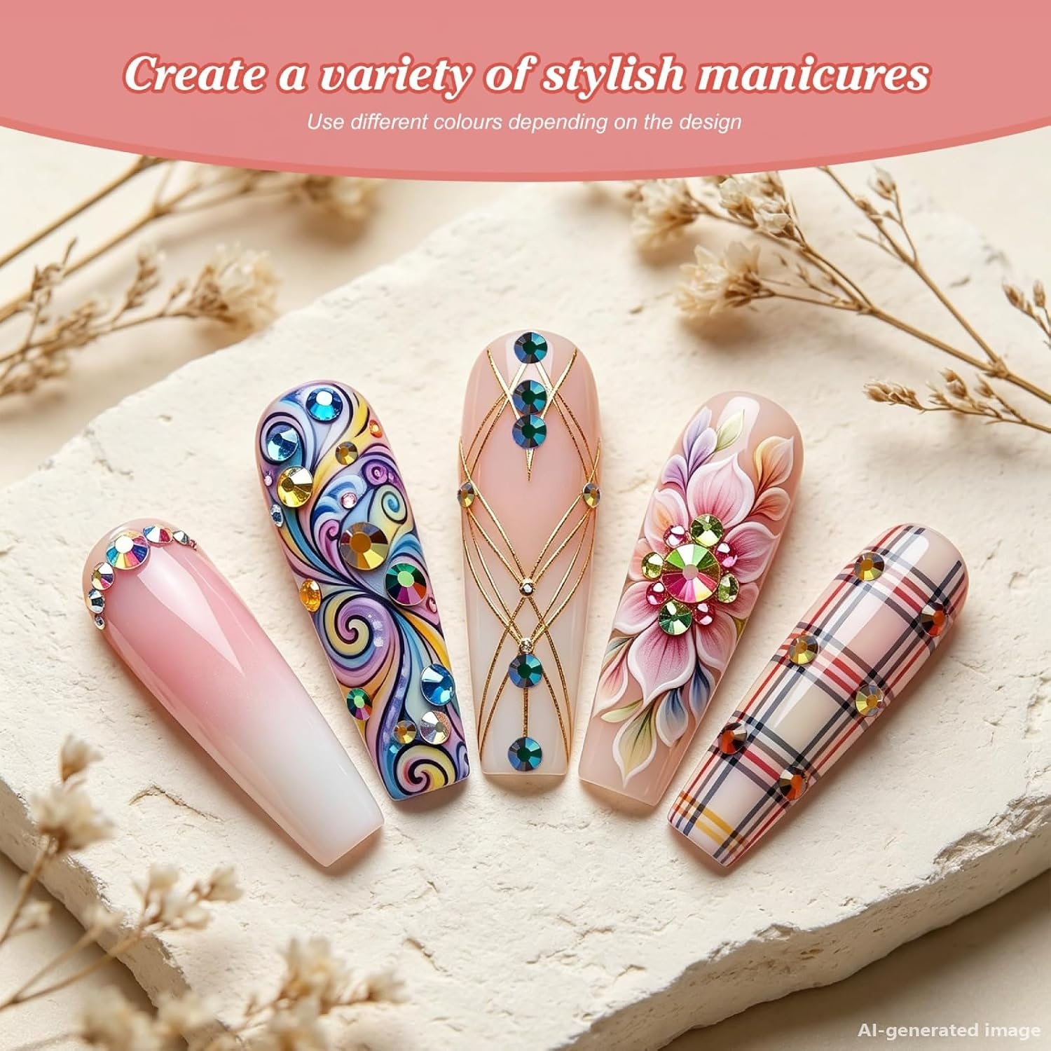 image:imageArtdone Nail Art Studs Glitter Kit 2 Boxes Multicolor 3D Charms Flower Butterfly Snake Rabbit Diamond Cute Nail Jewels for DIY Decoration with Pickup Tools3mm 28Colors  36000Pcs  Jelly AB