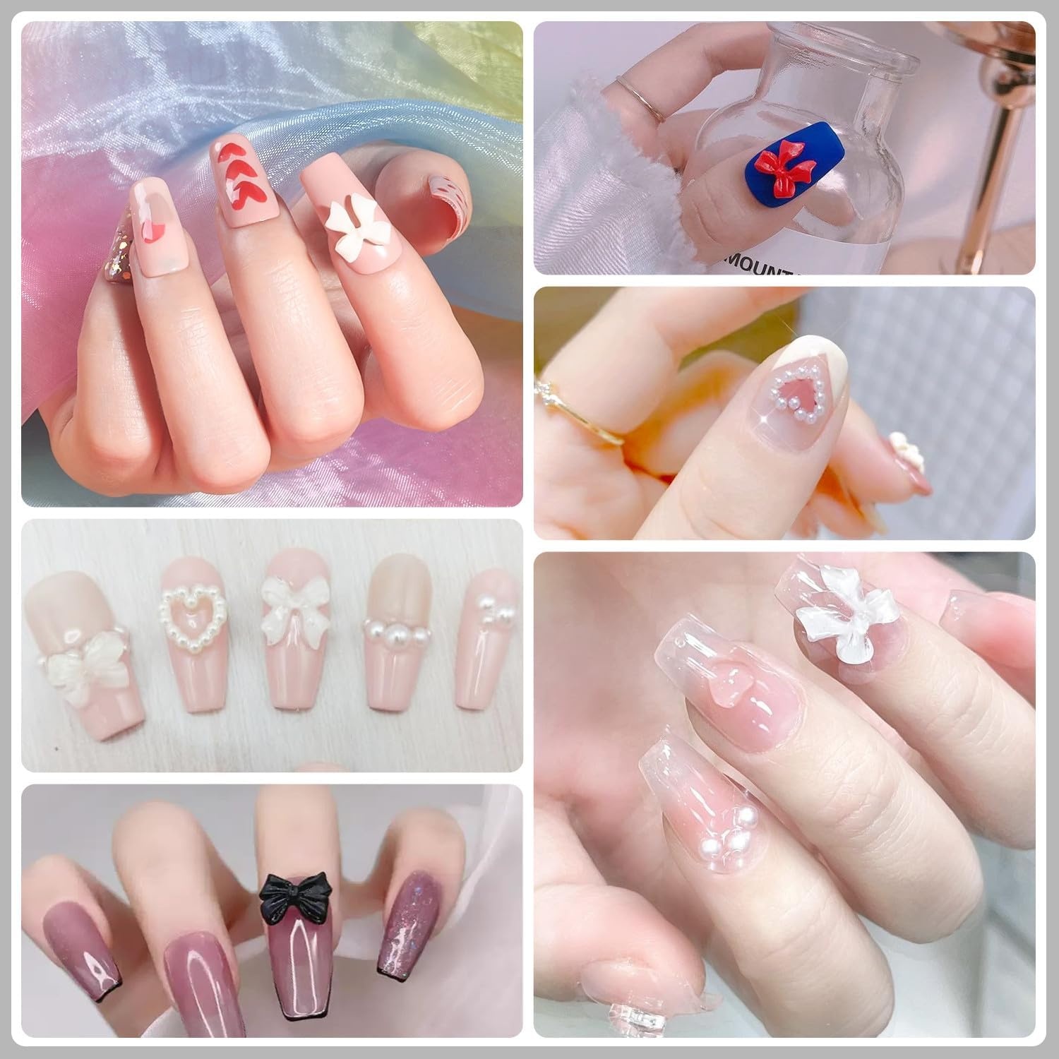 image:imageArtdone Nail Art Studs Glitter Kit 2 Boxes Multicolor 3D Charms Flower Butterfly Snake Rabbit Diamond Cute Nail Jewels for DIY Decoration with Pickup ToolsWhite  Pink  Lilac  Off White Rose Tan  Black  Blue  and Red