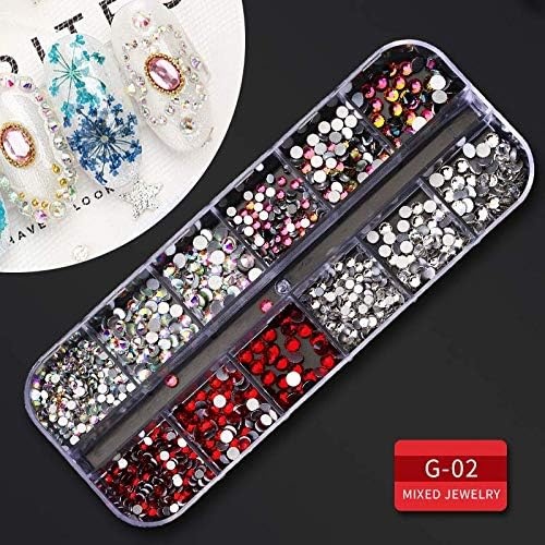 image:imageArtdone Nail Art Studs Glitter Kit 2 Boxes Multicolor 3D Charms Flower Butterfly Snake Rabbit Diamond Cute Nail Jewels for DIY Decoration with Pickup Tools9boxes