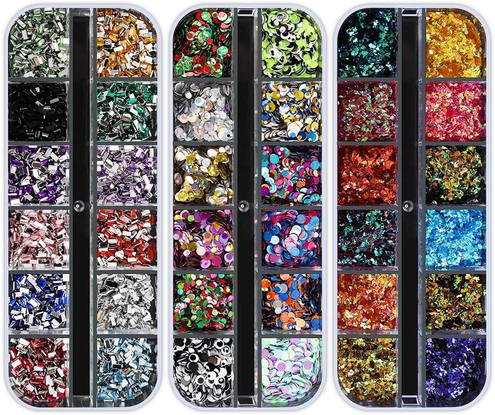 image:imageArtdone Nail Art Studs Glitter Kit 2 Boxes Multicolor 3D Charms Flower Butterfly Snake Rabbit Diamond Cute Nail Jewels for DIY Decoration with Pickup Tools12boxes