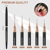 image:imageArtdone Metallic Nail Art Pens Liner Brushes Set 5PCS Pink Color Nail Tools For Long Lines Thin Details Fine Drawing Liner Brush UV Gel Polish Painting Nail Design Sizes 58122025mmBlack