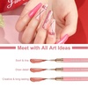 image:imageArtdone Metallic Nail Art Pens Liner Brushes Set 5PCS Pink Color Nail Tools For Long Lines Thin Details Fine Drawing Liner Brush UV Gel Polish Painting Nail Design Sizes 58122025mmPink