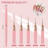 image:imageArtdone Metallic Nail Art Pens Liner Brushes Set 5PCS Pink Color Nail Tools For Long Lines Thin Details Fine Drawing Liner Brush UV Gel Polish Painting Nail Design Sizes 58122025mmPink