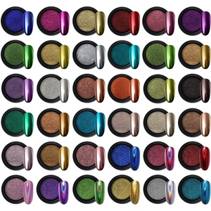 image:imageArtdone 16 Jars Chrome Nail Powder Nail Art Fimo Striping Tape Lines Decoration Metallic Mirror Effect Holographic Aurora Chameleon Pigment Powder 1gJar Pearl for Resin Craft amp Nail Art36jars