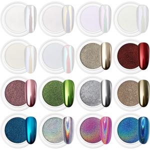 image:imageArtdone 16 Jars Chrome Nail Powder Nail Art Fimo Striping Tape Lines Decoration Metallic Mirror Effect Holographic Aurora Chameleon Pigment Powder 1gJar Pearl for Resin Craft amp Nail Art16 colors Pearl Chrome