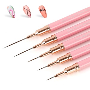 image:imageArtdone Metallic Nail Art Pens Liner Brushes Set 5PCS Pink Color Nail Tools For Long Lines Thin Details Fine Drawing Liner Brush UV Gel Polish Painting Nail Design Sizes 58122025mmPink