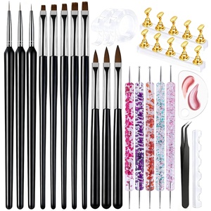 image:imageArtdone Nail Art Brushes and Dotting Tools Kit 11PCS Gel Polish Liner Design Pens for Nail Decorations Supplies Drawing and Nail Paint Brushes Small Detail Accessories BrushesNail dotting tool brushes and stands kit