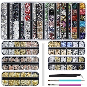 image:imageArtdone Nail Art Studs Glitter Kit 2 Boxes Multicolor 3D Charms Flower Butterfly Snake Rabbit Diamond Cute Nail Jewels for DIY Decoration with Pickup Tools12boxes