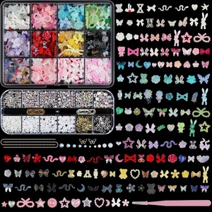image:imageArtdone Nail Art Studs Glitter Kit 2 Boxes Multicolor 3D Charms Flower Butterfly Snake Rabbit Diamond Cute Nail Jewels for DIY Decoration with Pickup Toolsmulticolor