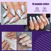 image:imageArtdone 16 Jars Chrome Nail Powder Magic White Pearl Kit Mirror Effect Silver Metallic Holographic Dip Nail Powder Decoration Iridescent Aurora Mermaid Pigment16 Colors Pearl And Chrome