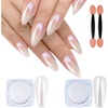image:imageArtdone 20 Jars Chrome Nail Powder Set Metallic Mirror Effect Holographic Aurora Chameleon Pigment 1gJar for Nail Art Glitters Gel Polish Supply Mermaid Unicorn KitWhite 2 Jars