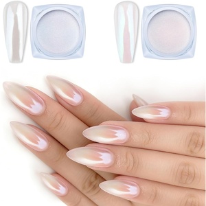 image:imageArtdone 16 Jars Chrome Nail Pearl Powder Silver and Gold Mirror Iridescent Aurora Metallic Nail Pigment Pearlescent Mermaid Pigment Pearl Dust Kit Nail Art Decoration Acrylic Resin CraftWhite and red pearl