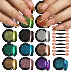image:imageArtdone 20 Jars Chrome Nail Powder Set Metallic Mirror Effect Holographic Aurora Chameleon Pigment 1gJar for Nail Art Glitters Gel Polish Supply Mermaid Unicorn Kit16 colors mirror powder