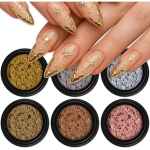 image:imageArtdone 20 Jars Chrome Nail Powder Set Metallic Mirror Effect Holographic Aurora Chameleon Pigment 1gJar for Nail Art Glitters Gel Polish Supply Mermaid Unicorn KitGold 6 colors set