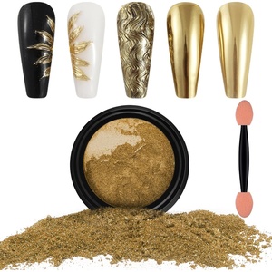 image:imageArtdone Chrome Nail Powder Coffee Color Iridescent Aurora Powder Metallic Mirror Effect Pigment Pearlescent Mermaid Pigment Pearl Glitter Dust Kit Nail Art Decoration Resin CraftLight gold