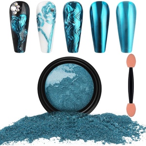 image:imageArtdone Chrome Nail Powder Coffee Color Iridescent Aurora Powder Metallic Mirror Effect Pigment Pearlescent Mermaid Pigment Pearl Glitter Dust Kit Nail Art Decoration Resin CraftLake blue