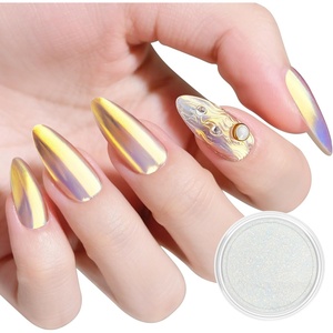 image:imageArtdone Chrome Nail Powder Coffee Color Iridescent Aurora Powder Metallic Mirror Effect Pigment Pearlescent Mermaid Pigment Pearl Glitter Dust Kit Nail Art Decoration Resin CraftGold Aurora