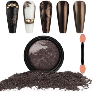 image:imageArtdone Chrome Nail Powder Coffee Color Iridescent Aurora Powder Metallic Mirror Effect Pigment Pearlescent Mermaid Pigment Pearl Glitter Dust Kit Nail Art Decoration Resin CraftCoffee color