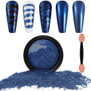 image:imageArtdone Chrome Nail Powder Coffee Color Iridescent Aurora Powder Metallic Mirror Effect Pigment Pearlescent Mermaid Pigment Pearl Glitter Dust Kit Nail Art Decoration Resin CraftDark blue