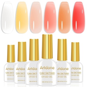image:imageArtdone Sheer Gel Nail Polish Set Jelly UV Gel 6 Colors Translucent Milky White Pink Nude Brown Colors Nail Polish For All Seasons Neutral Soak off LED Lamp Gel Manicure Kit For Nail ArtMilky White Yellow Light Apricot Red
