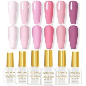 image:imageArtdone Sheer Gel Nail Polish Set Jelly UV Gel 6 Colors Translucent Milky White Pink Nude Brown Colors Nail Polish For All Seasons Neutral Soak off LED Lamp Gel Manicure Kit For Nail ArtSolidBaby Pink