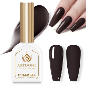 image:imageArtdone Sheer Gel Nail Polish Set Jelly UV Gel 6 Colors Translucent Milky White Pink Nude Brown Colors Nail Polish For All Seasons Neutral Soak off LED Lamp Gel Manicure Kit For Nail ArtEbony color  Hema Free  Solid