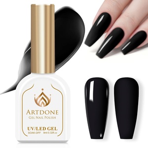 image:imageArtdone Sheer Gel Nail Polish Set Jelly UV Gel 6 Colors Translucent Milky White Pink Nude Brown Colors Nail Polish For All Seasons Neutral Soak off LED Lamp Gel Manicure Kit For Nail ArtBlack color  Hema Free  Solid