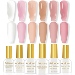 image:imageArtdone Sheer Gel Nail Polish Set Jelly UV Gel 6 Colors Translucent Milky White Pink Nude Brown Colors Nail Polish For All Seasons Neutral Soak off LED Lamp Gel Manicure Kit For Nail ArtSheer Milky Nude Pink