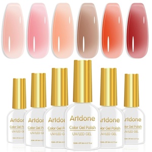 image:imageArtdone Sheer Gel Nail Polish Set Jelly UV Gel 6 Colors Translucent Milky White Pink Nude Brown Colors Nail Polish For All Seasons Neutral Soak off LED Lamp Gel Manicure Kit For Nail ArtNude Pink Orange Brown