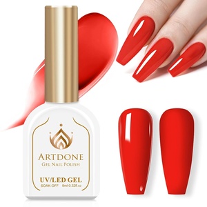 image:imageArtdone Sheer Gel Nail Polish Set Jelly UV Gel 6 Colors Translucent Milky White Pink Nude Brown Colors Nail Polish For All Seasons Neutral Soak off LED Lamp Gel Manicure Kit For Nail ArtVivid Red HEMAFREE