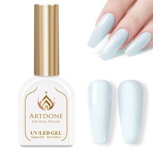 image:imageArtdone Sheer Gel Nail Polish Set Jelly UV Gel 6 Colors Translucent Milky White Pink Nude Brown Colors Nail Polish For All Seasons Neutral Soak off LED Lamp Gel Manicure Kit For Nail ArtIce Blue HEMAFREE
