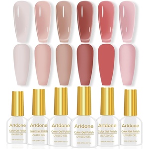 image:imageArtdone Sheer Gel Nail Polish Set Jelly UV Gel 6 Colors Translucent Milky White Pink Nude Brown Colors Nail Polish For All Seasons Neutral Soak off LED Lamp Gel Manicure Kit For Nail ArtCheek color
