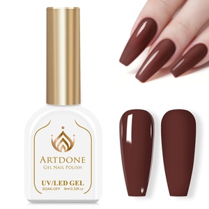 image:imageArtdone Sheer Gel Nail Polish Set Jelly UV Gel 6 Colors Translucent Milky White Pink Nude Brown Colors Nail Polish For All Seasons Neutral Soak off LED Lamp Gel Manicure Kit For Nail ArtDark brown  Hema Free  Solid