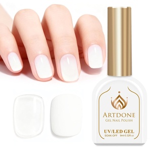 image:imageArtdone Sheer Gel Nail Polish Set Jelly UV Gel 6 Colors Translucent Milky White Pink Nude Brown Colors Nail Polish For All Seasons Neutral Soak off LED Lamp Gel Manicure Kit For Nail ArtMilky white Hemafree