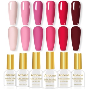 image:imageArtdone Sheer Gel Nail Polish Set Jelly UV Gel 6 Colors Translucent Milky White Pink Nude Brown Colors Nail Polish For All Seasons Neutral Soak off LED Lamp Gel Manicure Kit For Nail ArtSoildPink And Red