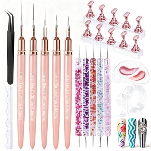 image:imageArtdone Nail Art Pens And Brushes Set With Liner Paint Dotting Tools 11PCS Black Color Nail Tools For Long Lines Thin Details Fine Drawing For UV Gel Polish Design Sizes 58122025mmPink set with stands
