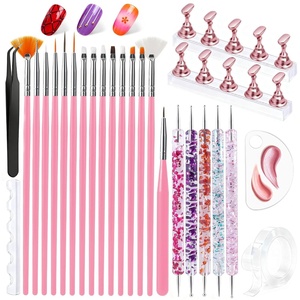 image:imageArtdone 10pcs Nail Art Brushes Set Dotting ToolsStriping Brushes for Long Lines Thin Details Sculpting Pattern Tracing Stylus Ball Embossing StyluFine Drawing Pen For Gel Polish Design SupplyNail Brushes And Stand Kit A