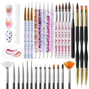 image:imageArtdone 10pcs Nail Art Brushes Set Dotting ToolsStriping Brushes for Long Lines Thin Details Sculpting Pattern Tracing Stylus Ball Embossing StyluFine Drawing Pen For Gel Polish Design Supply32Pcs Set