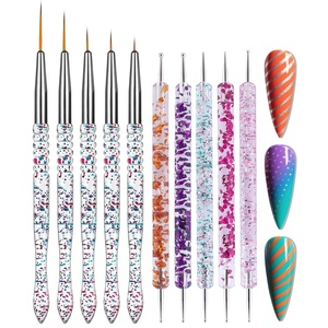 image:imageArtdone 10pcs Nail Art Brushes Set Dotting ToolsStriping Brushes for Long Lines Thin Details Sculpting Pattern Tracing Stylus Ball Embossing StyluFine Drawing Pen For Gel Polish Design Supply10Pcs