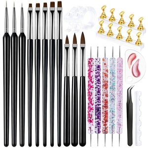 image:imageArtdone Nail Dotting Tools Doubleended Nail Art Brushes Kit Nail Art Gel Polish Liner Brushes Design Pen For Nail Drawing And Nail Paint Brushes Small Detail BrushesNail dotting tool brushes and stands kit