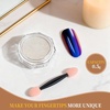 image:imageArtdone 2 Jars Chrome Nail Pearl Powder Silver and Gold Iridescent Aurora Powder Metallic Mirror Effect Pigment Pearlescent Mermaid Pearl Dust Kit Decoration Acrylic Resin Craft24 Colors Pearl and Chrome
